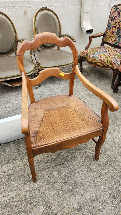 SMALL RUSH SEAT ARM CHAIR
