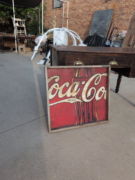 FRAMED RED COCA COLA SIGN