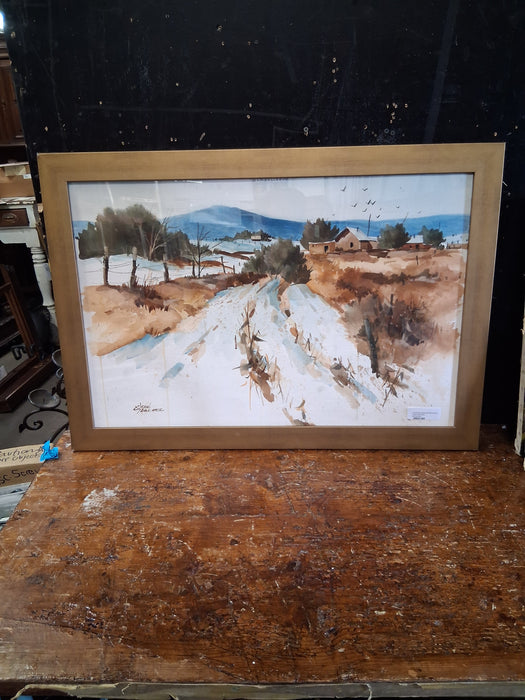 FRAMED COUNTRY ROAD WATERCOLOR - JOSE SANCHEZ