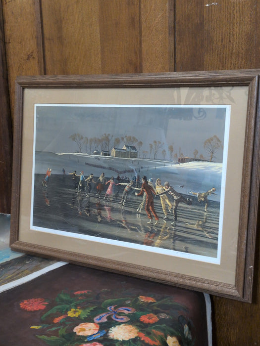 LARGE FRAMED PRINT OF SKATERS