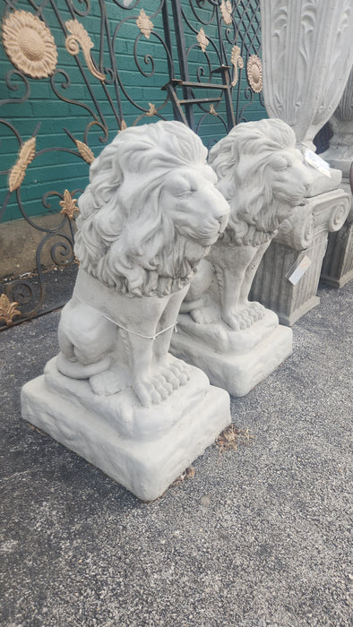 PAIR OF MEDIUM  CROUCHING CONCRETE LIONS
