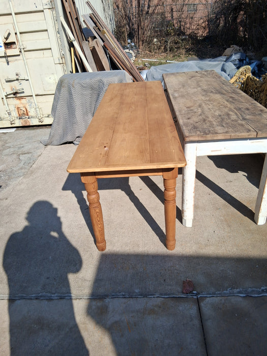 NARROW PINE WAXED TABLE WITH BREAD BOARD ENDS