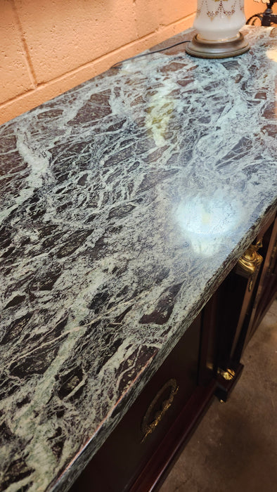 EMPIRE MAHOGANY GREEN MARBLE TOP SIDEBPARD WITH ORMOULU