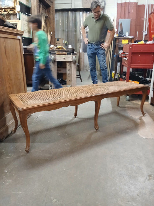 LONG HAND CARVED FRENCH BENCH WITH AS FOUND CANE