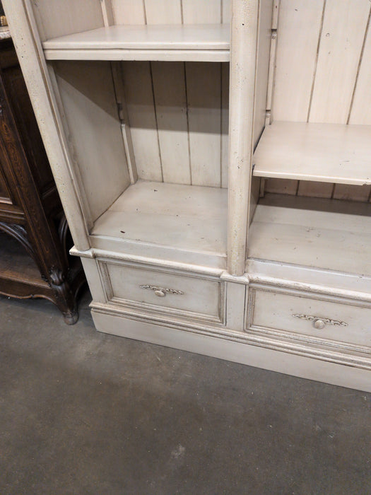 HUGE PAINTED BOOKCASE WITH COLUMN AND LOWER DRAWERS - NOT OLD