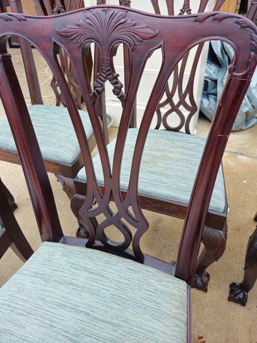 SET OF 8 MAHOGANY CHIPPENDALE DINING CHAIRS