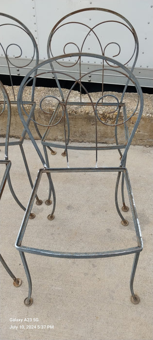 SET OF 4 VINTAGE WROUGHT IRON CHAIRS-NO SEATS