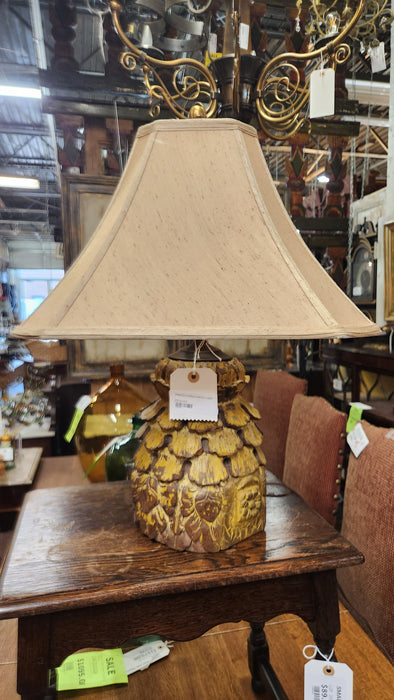 PAINTED CARVED WOOD LAMP