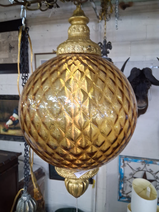 VINTAGE AMBER SPHERE HANGING LIGHT