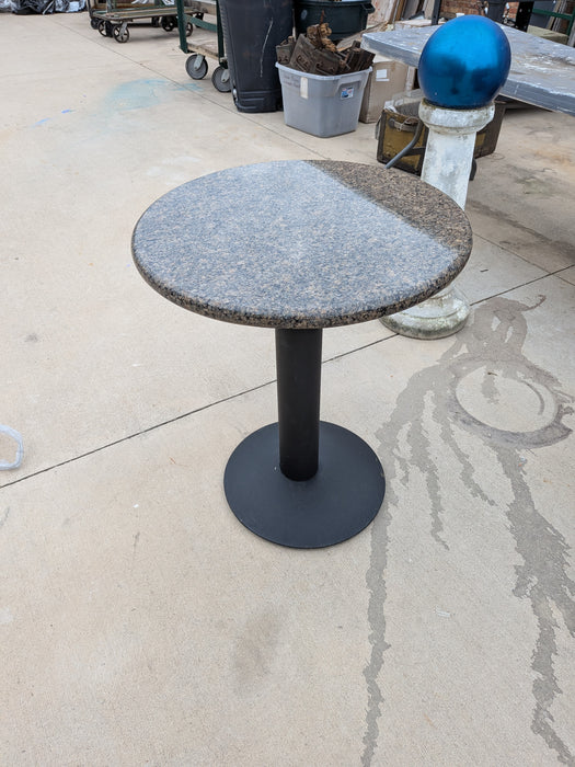 SMALL ROUND GRANITE TOP IRON BASE TABLE