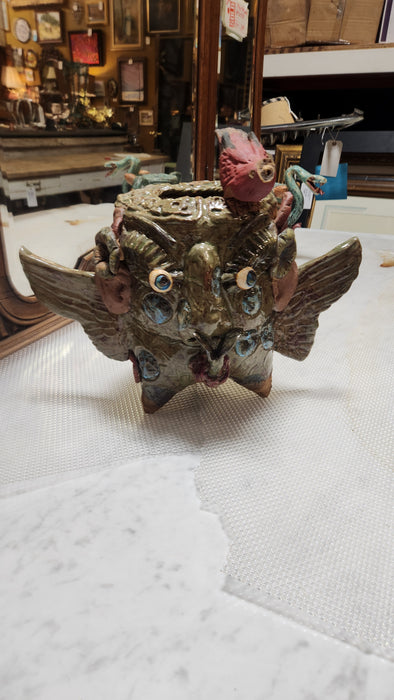 AS FOUND GROTESQUE POTTERY PLANTER