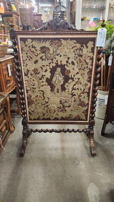 LOUIS XIII BARLEY TWISTS NEEDLEPOINT FIRE SCREEN