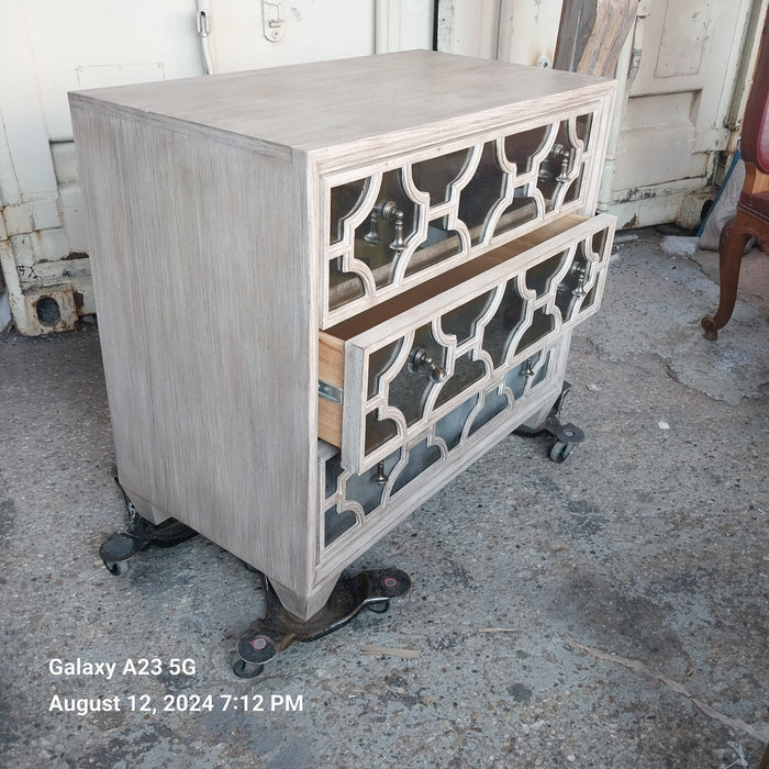 MIRROR FRONT 3 DRAWER BEMHARDT CHEST WITH AS FOUND MIRROR FACE