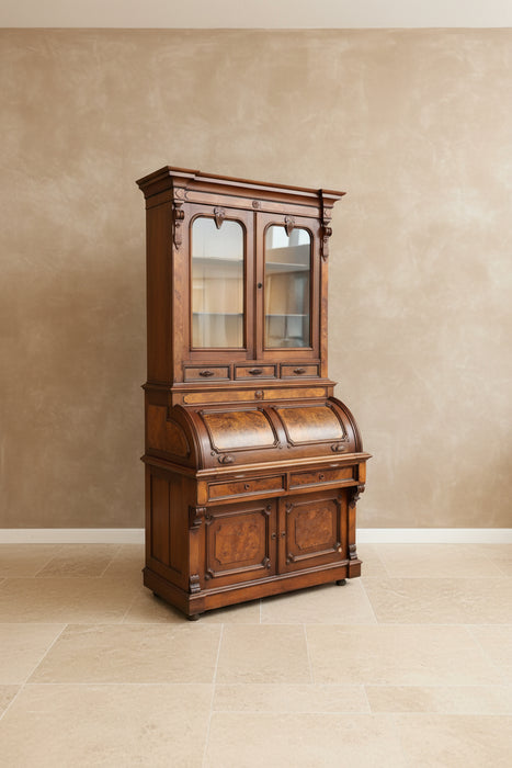 VICTORIAN 1870'S WALNUT CYLINDER ROLL DESK
