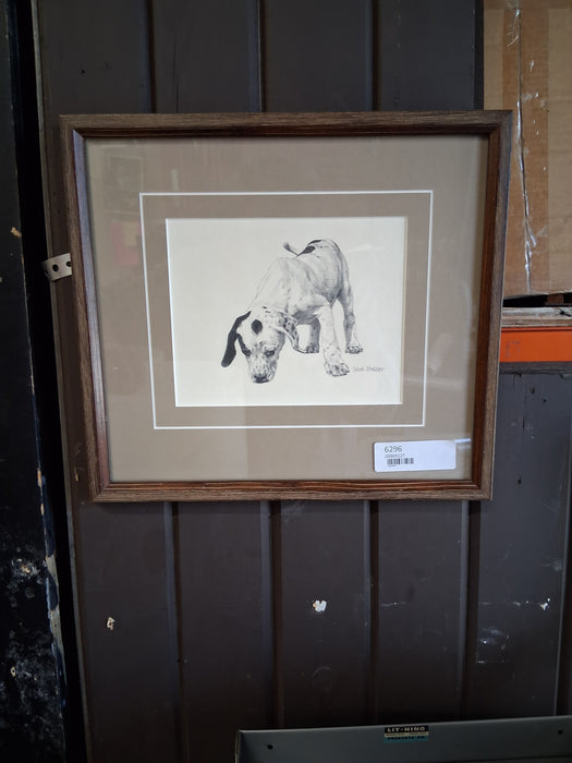 FRAMED PENCIL DRAWING OF BEAGLE SIGNED HERB STRASSER