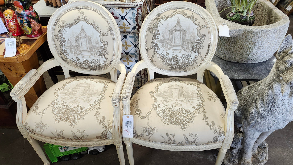 PAIR OF LOUIS XVI OVAL BACK WHITE CHAIRS