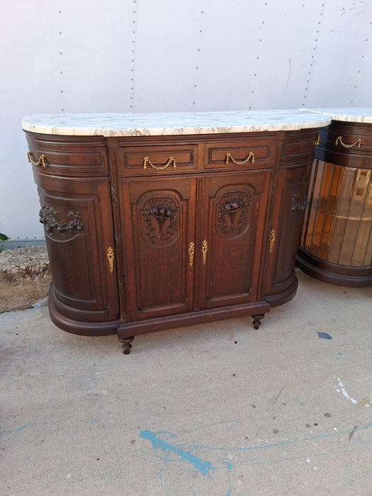 LOUIS XVI WHITE MARBLE TOP CURVED SERVER