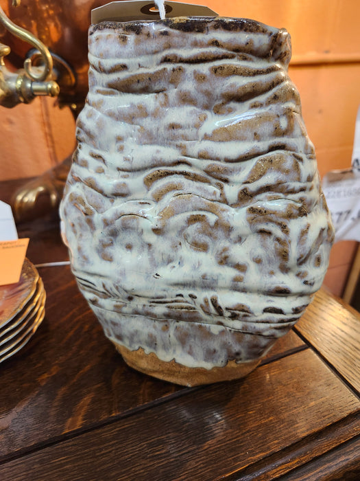 SHAPED  WHITE GLAZED TERRA COTTA VASE