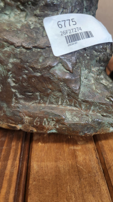 PAIR OF BRONZE LADIES WITH THEIR CHILD STATUES - SIGNED JUAN MARTIN TENERIFE