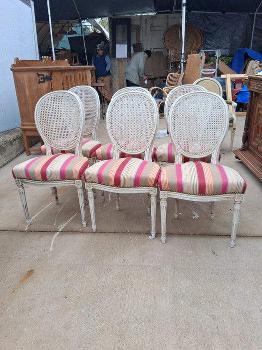 SET OF 6 WHITE LOUIS XVI CHAIRS WITH CANED SEATS
