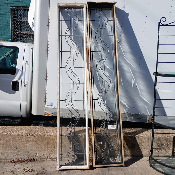 PAIR OF LEADED GLASS SIDELIGHTS