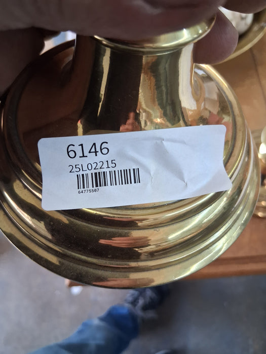 PAIR OF LOW BRASS CANDLE HOLDERS