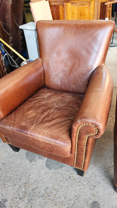 PAIR OF LEATHER CLUB CHAIRS