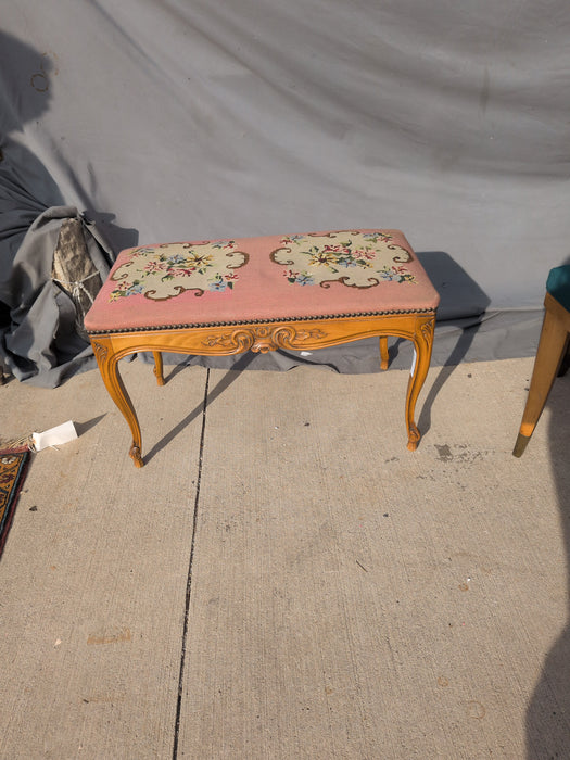 LOUIS XV PINK NEEDLEPOINT BENCH