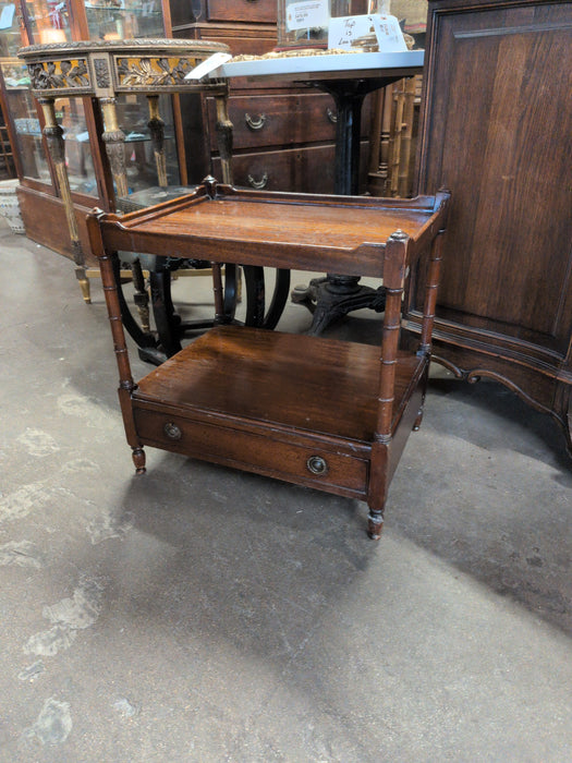 LOW 2 TIER FAUX BAMBOO MAHOGANY STAND