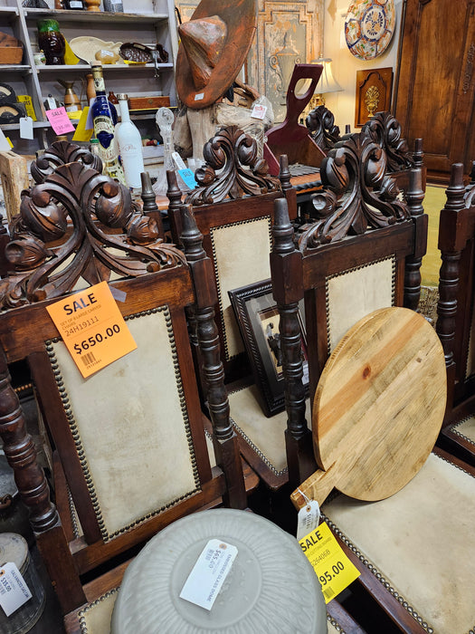 SET OF 8 LARGE CARVED  CHAIRS