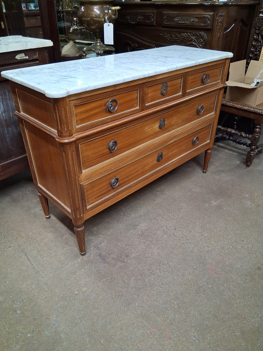 LOUIS XVI MARBLE TOP 3 DRAWER CHEST