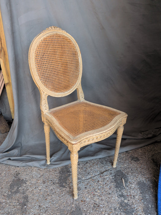 LOUIS XVI OVAL PAINTED CANED BACK CHAIR