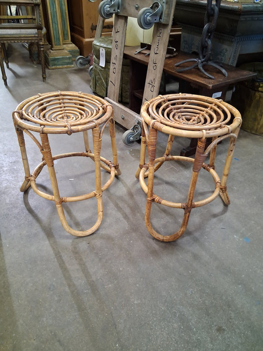 PAIR OF RATTAN STOOLS