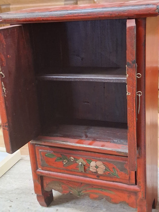 SMALL RED CHINESE ALTER TABLE TOP CABINET