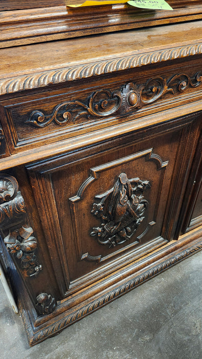 LOUIS XIII OAK CARVED HUNT BOOKCASE