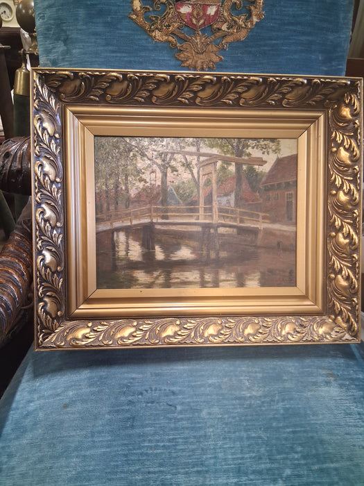CANAL SCENE OIL PAINTING SMALL