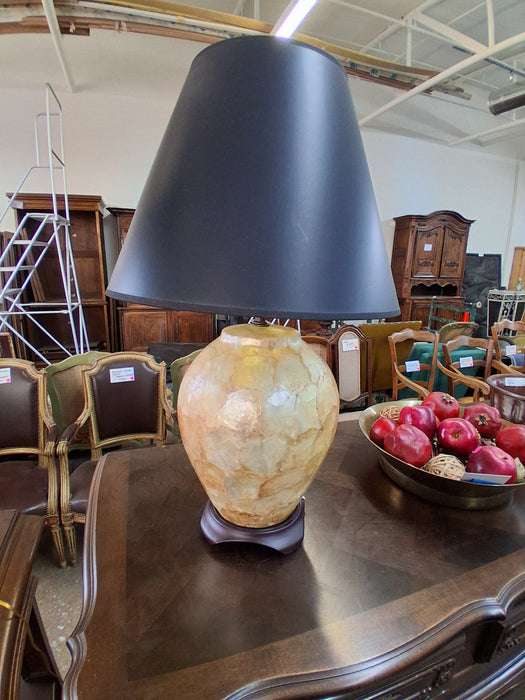 ABALONE LAMP WITH BLACK SHADE