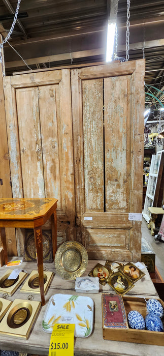 PAIR OF SLENDER RUSTIC PINE DOORS