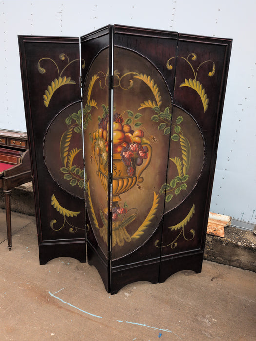 4 PANEL FRUIT PAINTED SCREEN