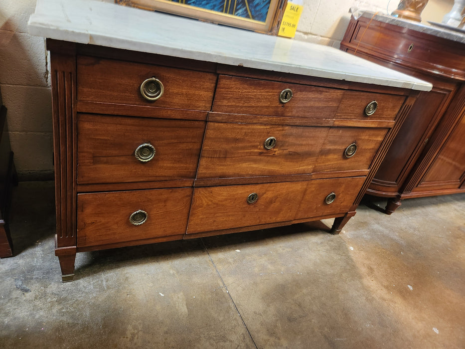 LOUIS XVI 3 DRAWER MARBLE TOP COMMODE