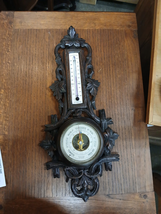 NEO RENAISSANCE OAK CARVED ANEROID BAROMETER