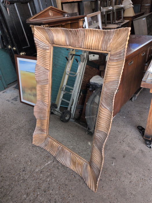 ITALIAN RIBBED WOOD FRAMED BEVELED MIRROR