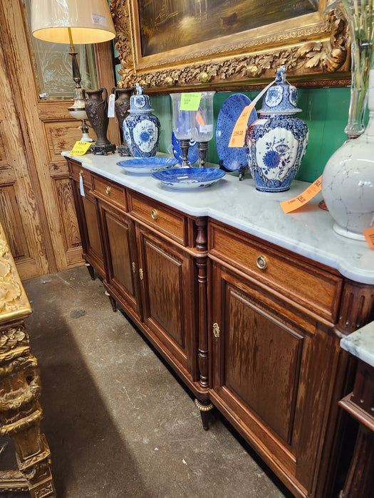 LOUIS XVI MARBLE TOP MAHOGANY SIDEBOARD