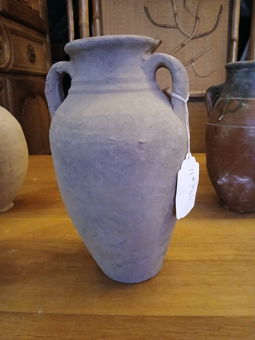 GREY TERRA COTTA VASE WITH HANDLES