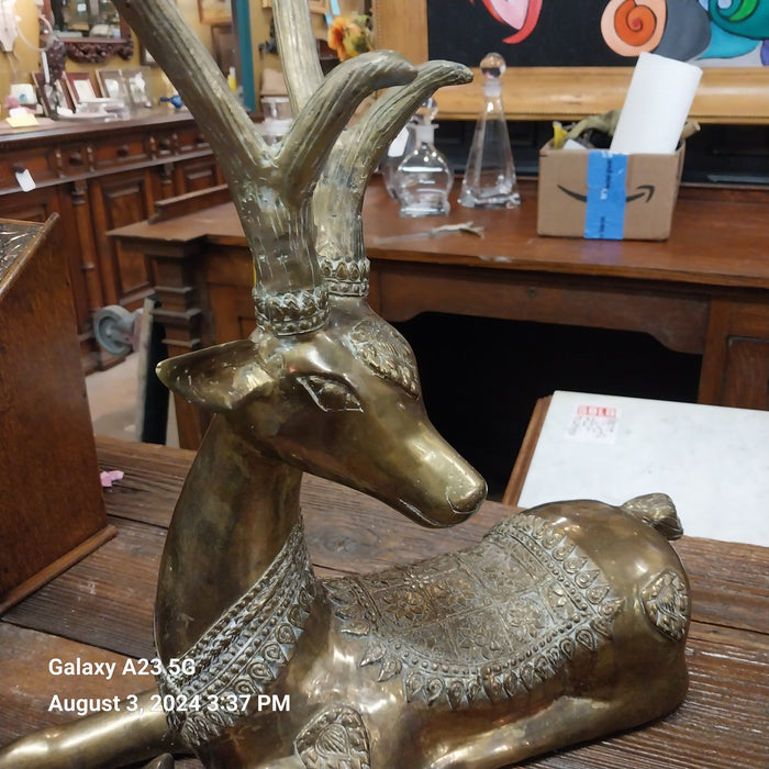 PAIR OF BRASS DEER STATUES