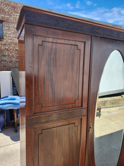 3 DOOR MAHOGANY MIRRORED ARMOIRE