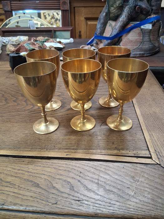 SET OF 6 BRASS GOBLETS