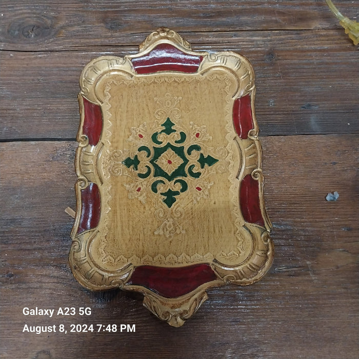 SMALL GOLD AND RED FLORENTINE TRAY