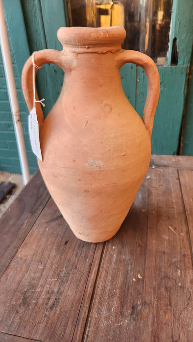 TALL TERRA COTTA VASE WITH LONG HANDLES