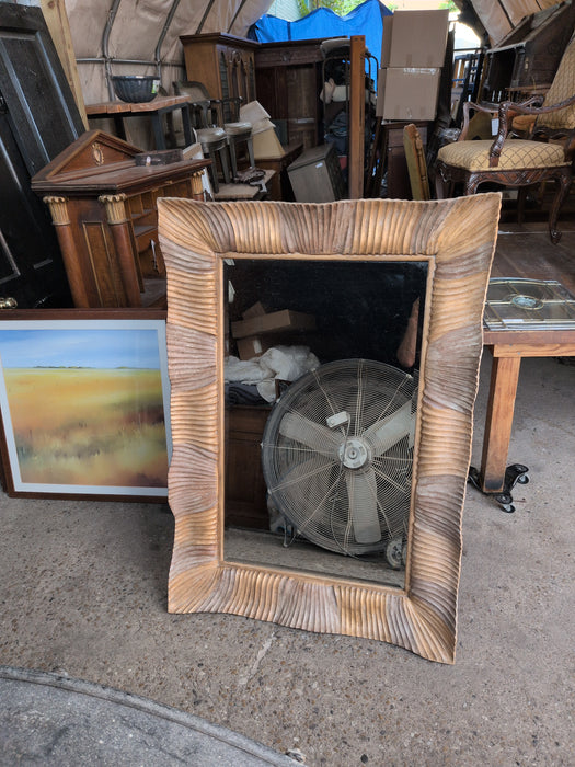 ITALIAN RIBBED WOOD FRAMED BEVELED MIRROR
